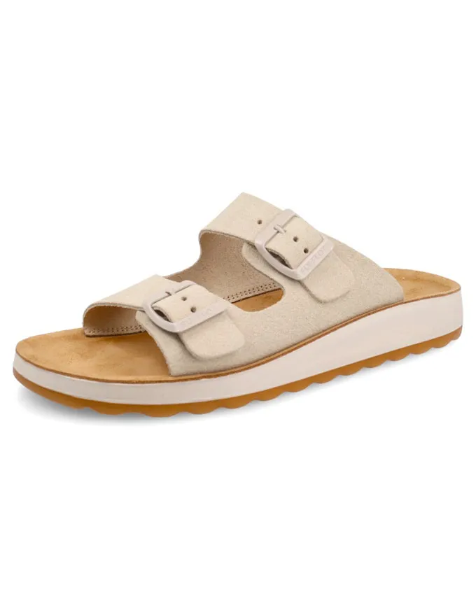 Fly Flot Slides Ivory Suede - Made in Italy