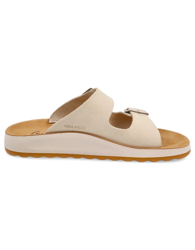 Fly Flot Slides Ivory Suede - Made in Italy