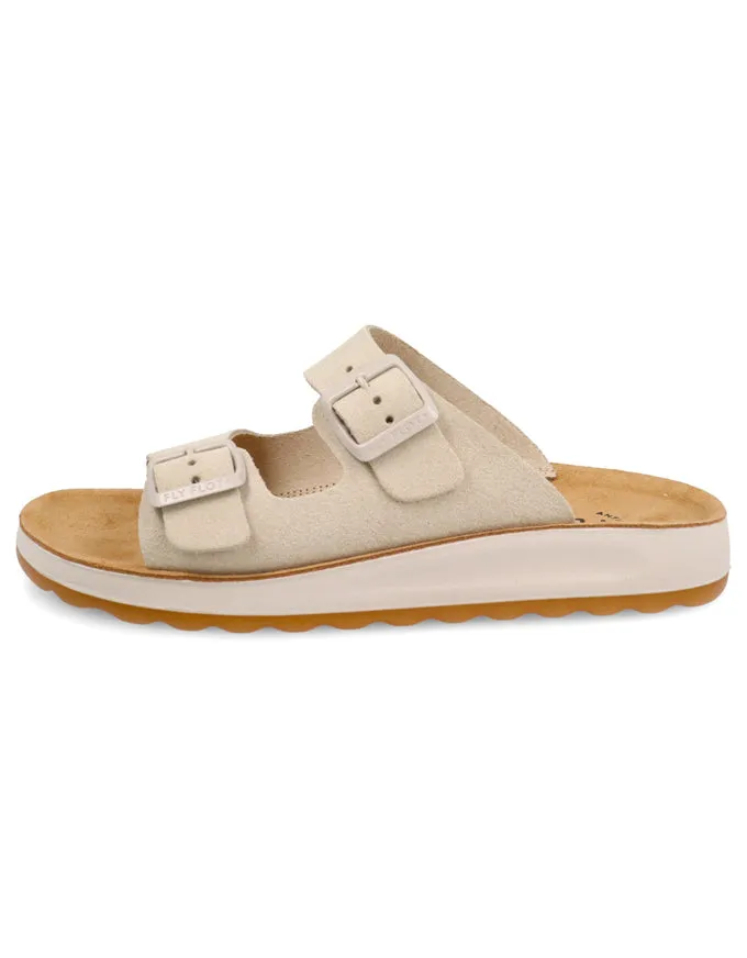 Fly Flot Slides Ivory Suede - Made in Italy
