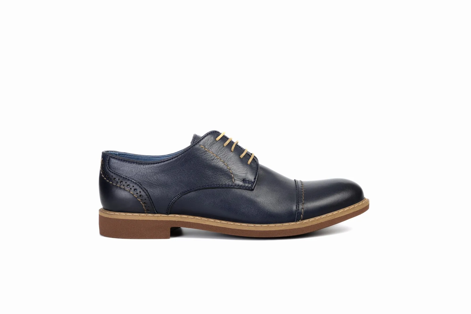 FOOT FEDERATION CITY DERBY CAP-TOE MENS SHOE NAVY BLUE