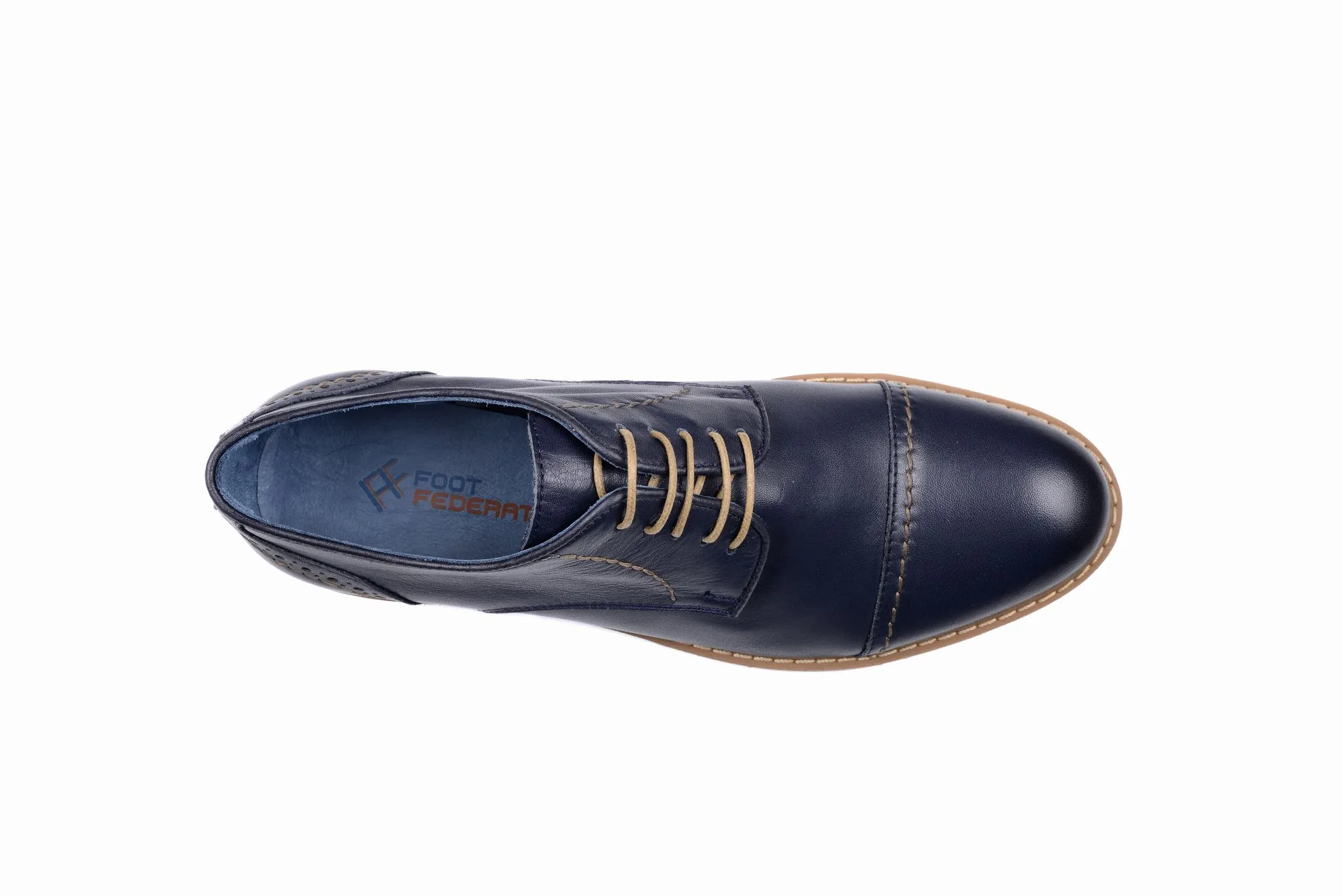 FOOT FEDERATION CITY DERBY CAP-TOE MENS SHOE NAVY BLUE