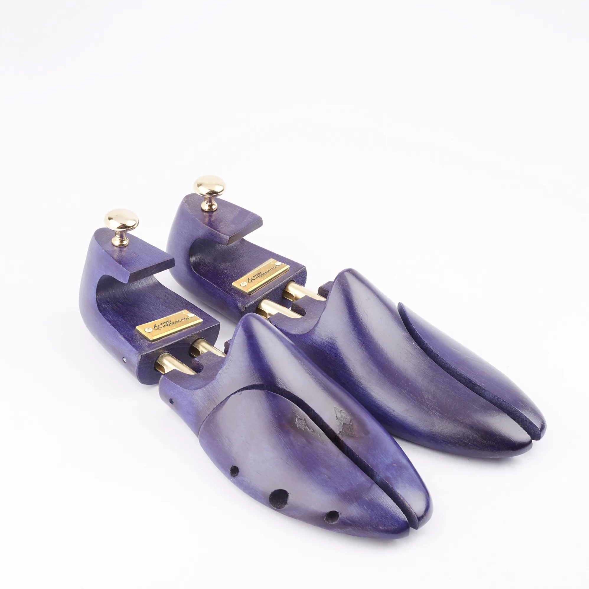 FOOT FEDERATION NAVY BLUE COLOR MEN'S WOODEN SHOE TREE WITH TWIN TUBES