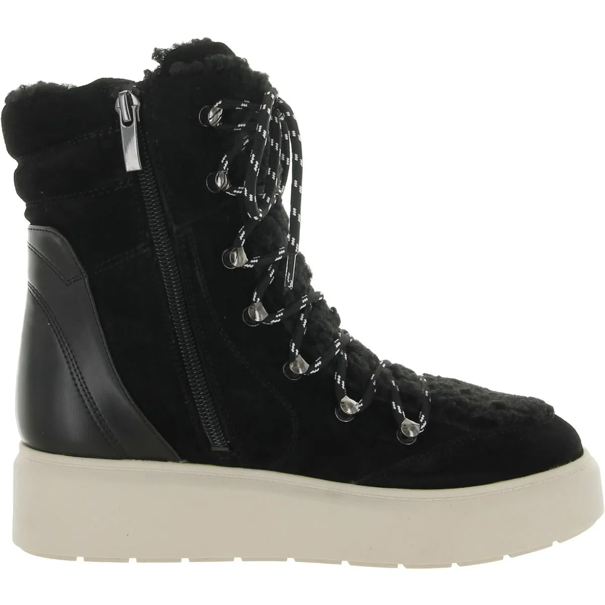 Franco Sarto Womens Leon Suede Faux Fur Lined Ankle Boots