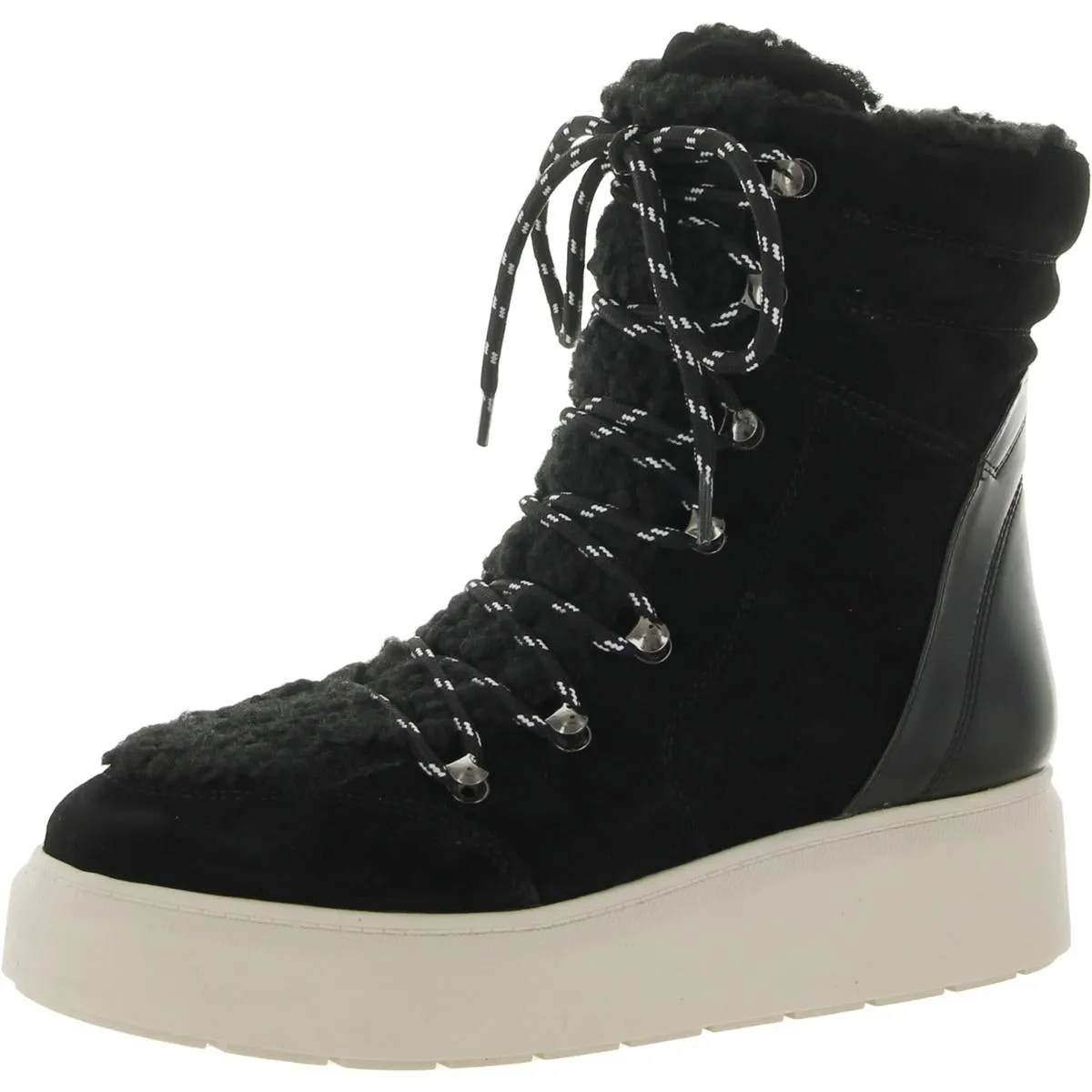 Franco Sarto Womens Leon Suede Faux Fur Lined Ankle Boots