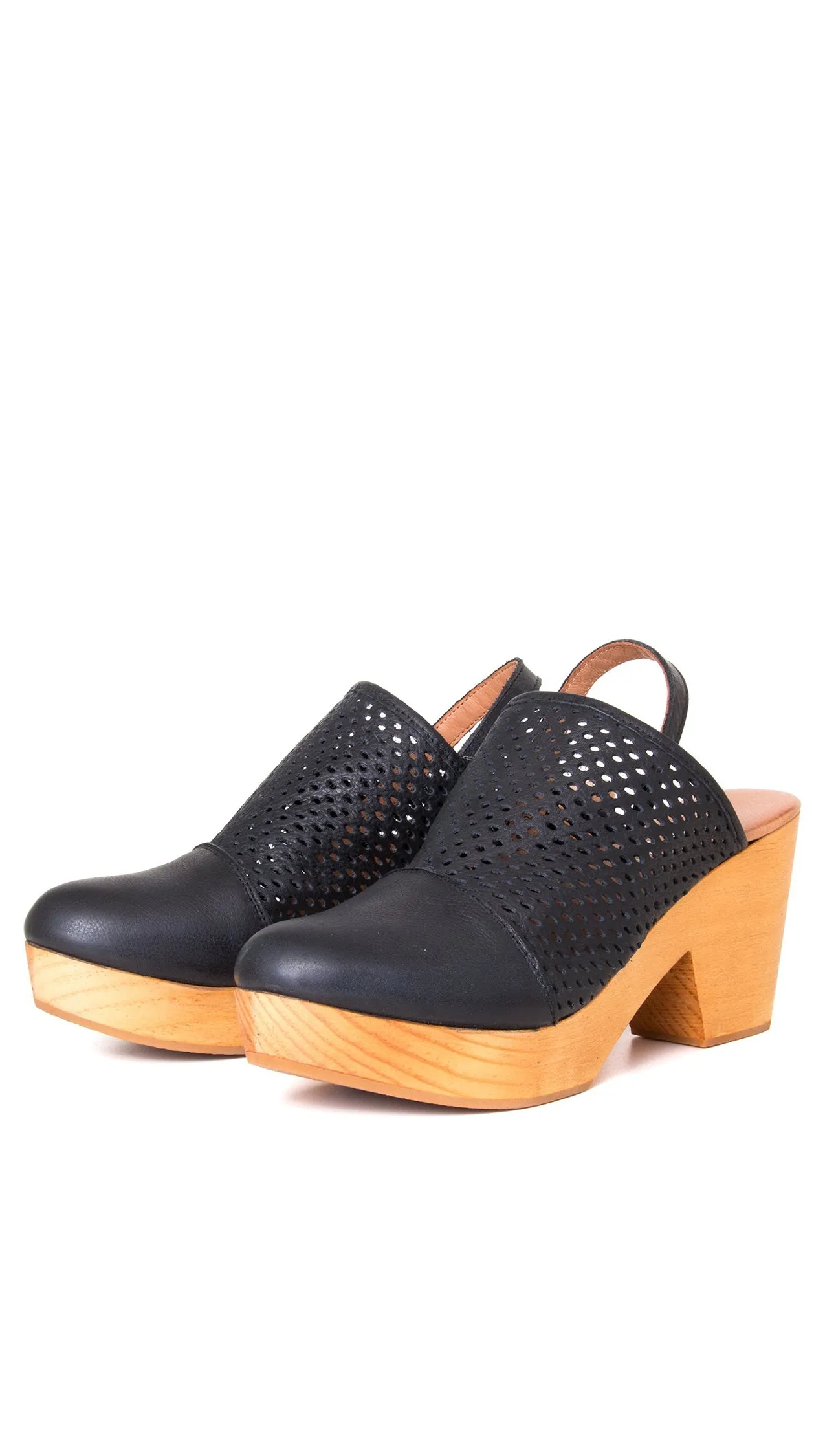 Free People Logan Black Leather Clogs