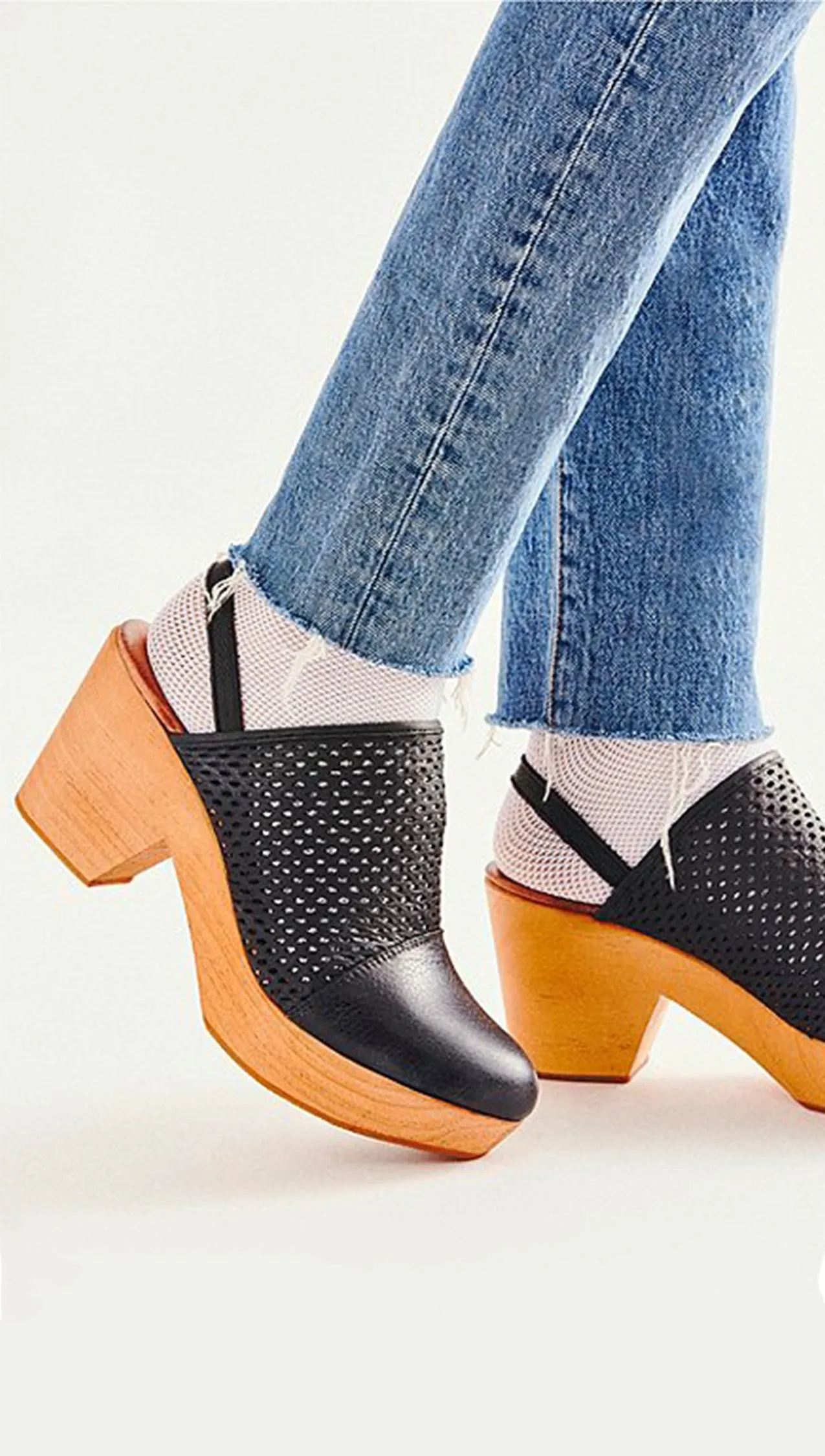 Free People Logan Black Leather Clogs