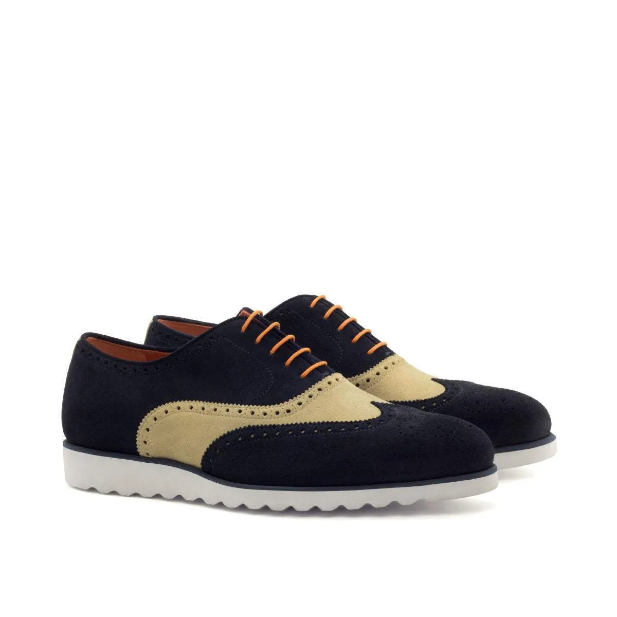 Full Brogue-Lux Suede, Blue, Brown-Wholesale