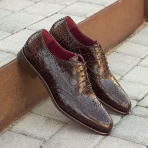 Full Brogue-Painted Croco, Brown-Wholesale