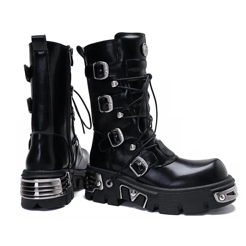 Funki Buys | Boots | Women's Chunky Heel Buckle Biker Boots
