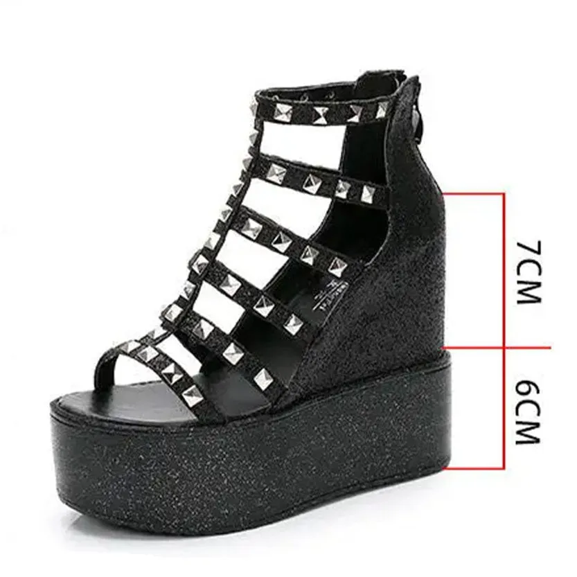 Funki Buys | Shoes | Women's Rivet Platform Gladiator Sandals