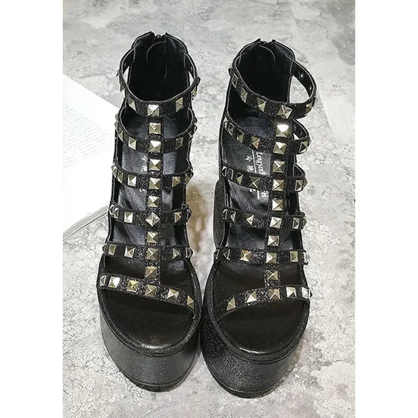 Funki Buys | Shoes | Women's Rivet Platform Gladiator Sandals