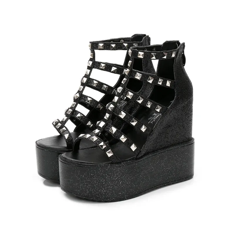 Funki Buys | Shoes | Women's Rivet Platform Gladiator Sandals