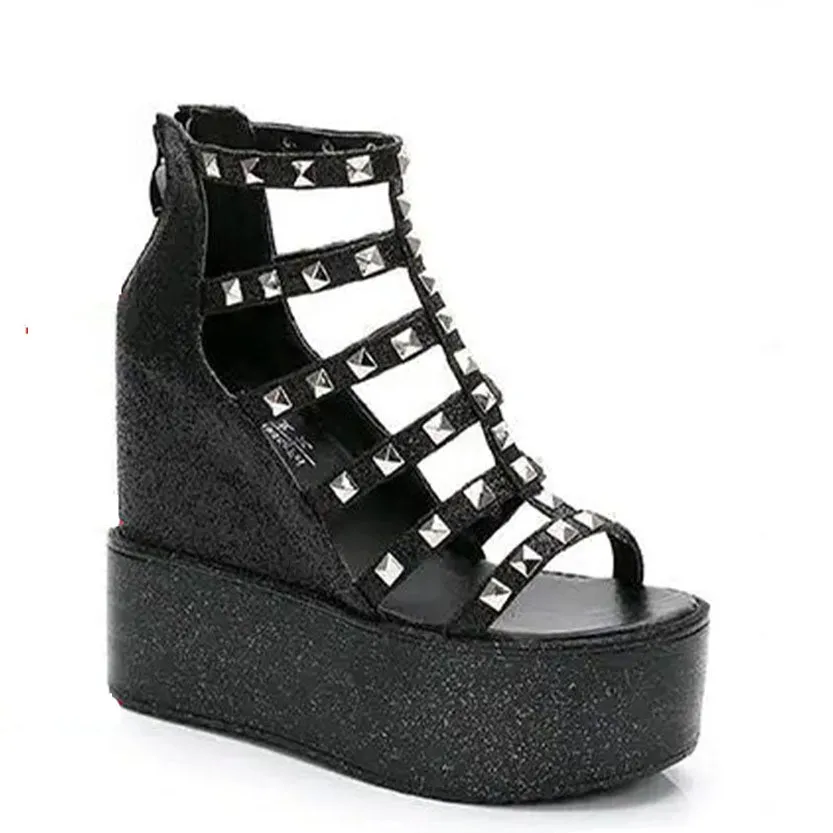Funki Buys | Shoes | Women's Rivet Platform Gladiator Sandals