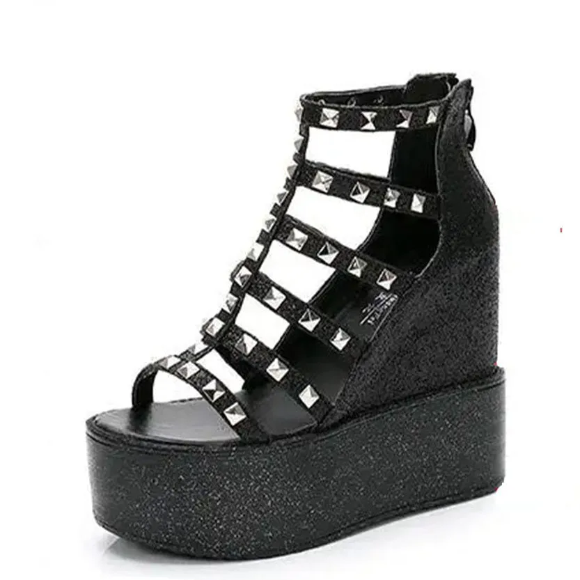 Funki Buys | Shoes | Women's Rivet Platform Gladiator Sandals