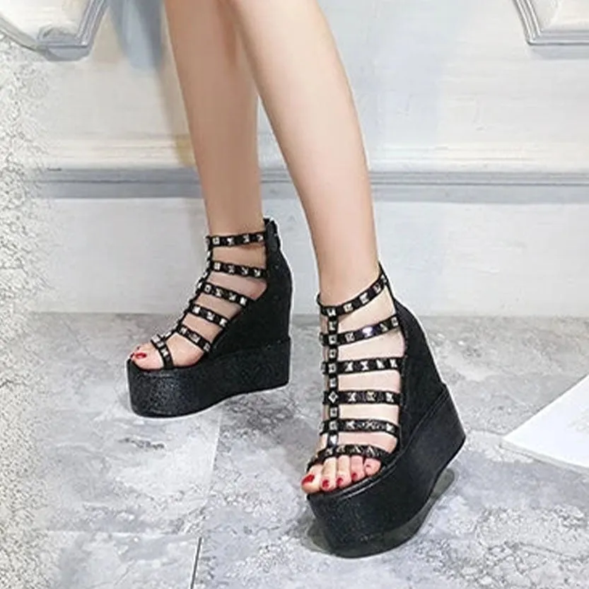 Funki Buys | Shoes | Women's Rivet Platform Gladiator Sandals