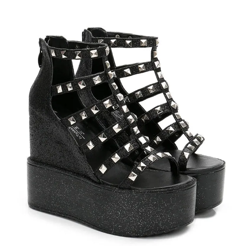 Funki Buys | Shoes | Women's Rivet Platform Gladiator Sandals