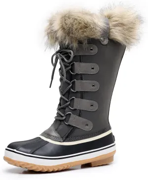 GAWBAW Winter Snow Boots for Women - Waterproof Duck Boots Fur Lined Snow Booties Rain Boots For Women