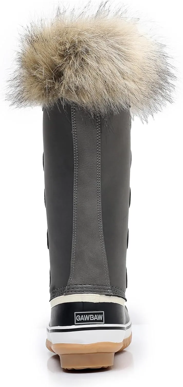 GAWBAW Winter Snow Boots for Women - Waterproof Duck Boots Fur Lined Snow Booties Rain Boots For Women
