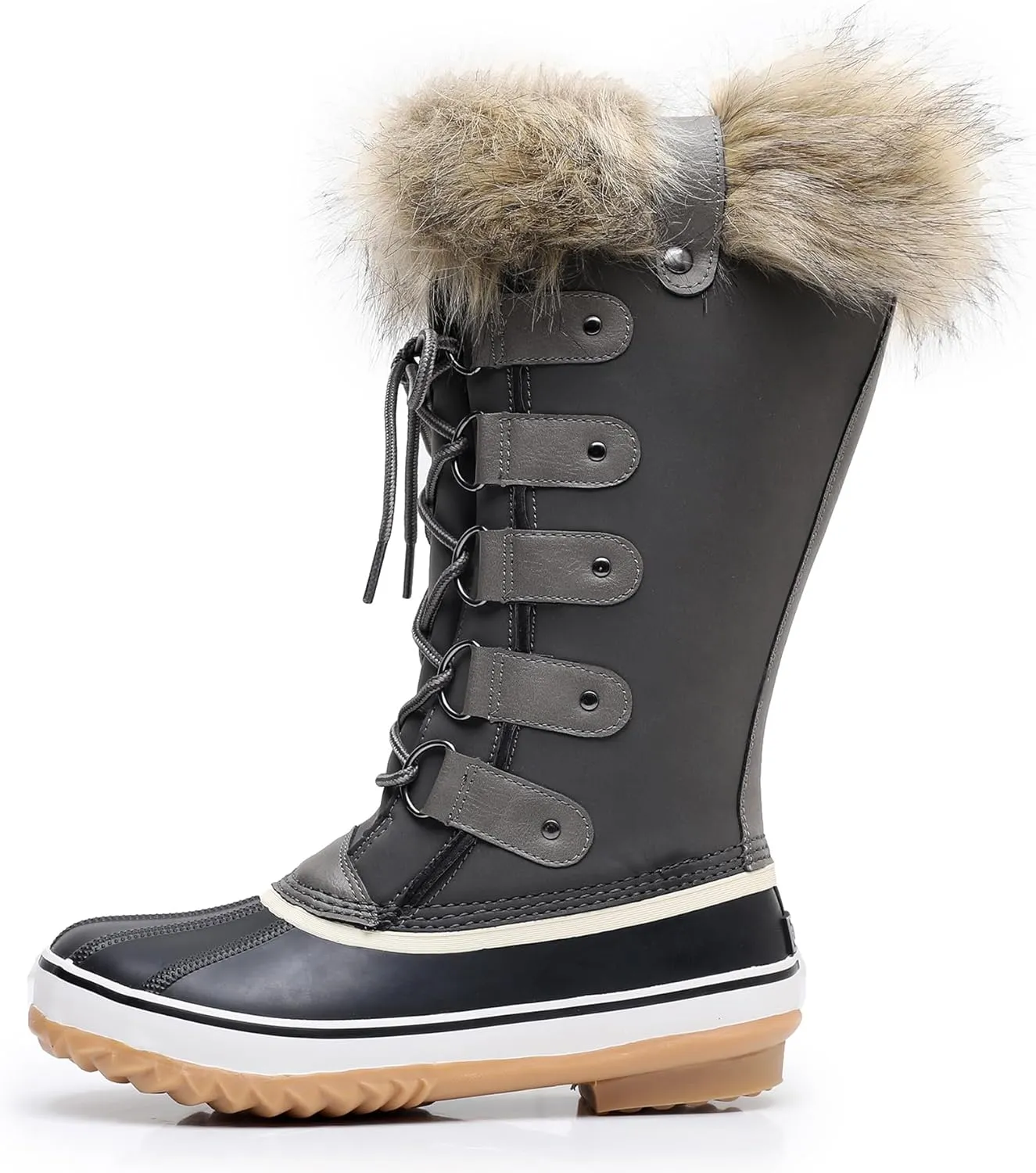 GAWBAW Winter Snow Boots for Women - Waterproof Duck Boots Fur Lined Snow Booties Rain Boots For Women