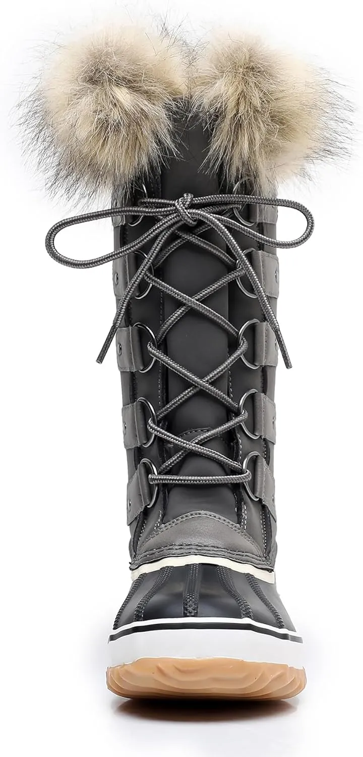 GAWBAW Winter Snow Boots for Women - Waterproof Duck Boots Fur Lined Snow Booties Rain Boots For Women