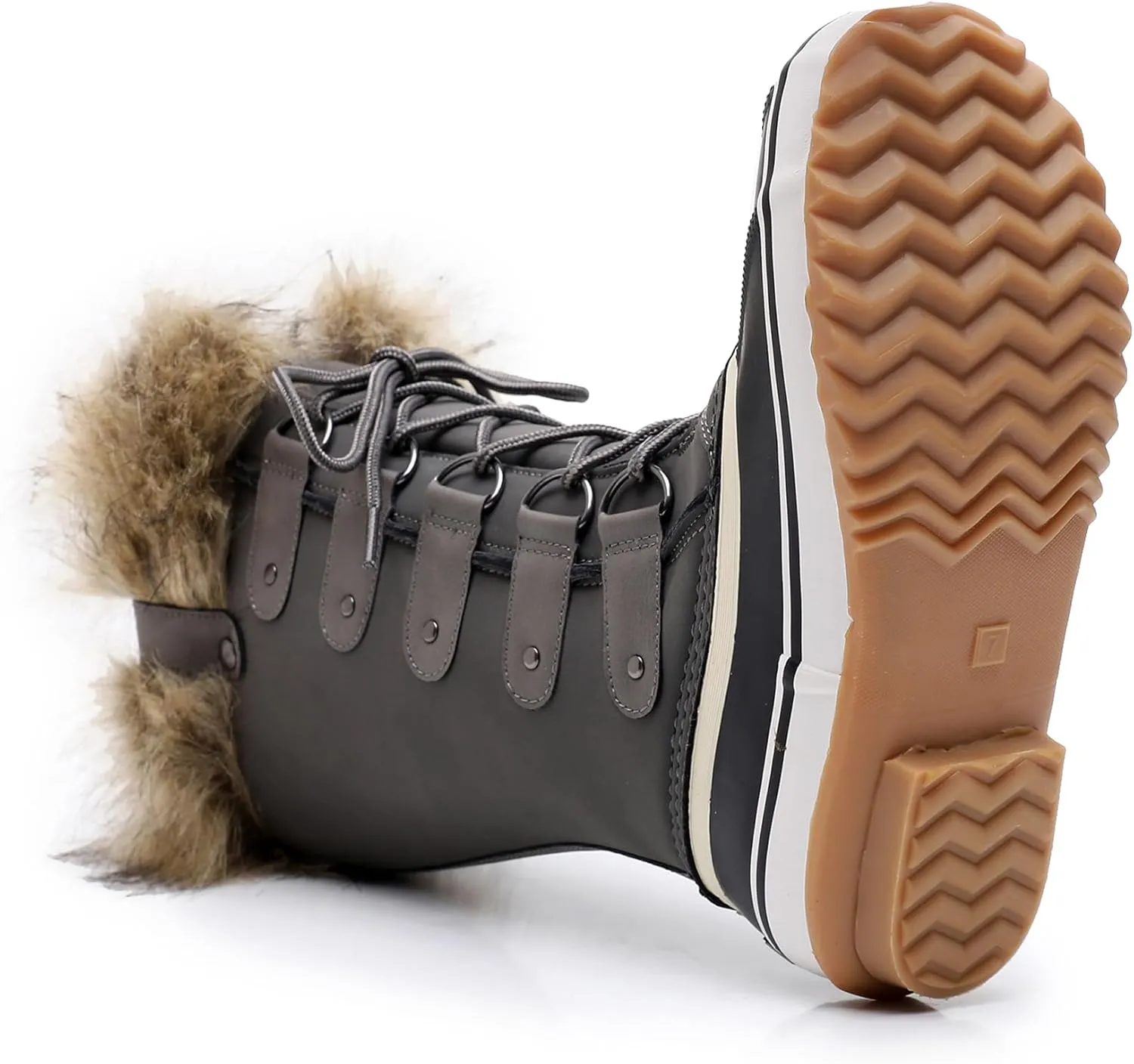 GAWBAW Winter Snow Boots for Women - Waterproof Duck Boots Fur Lined Snow Booties Rain Boots For Women