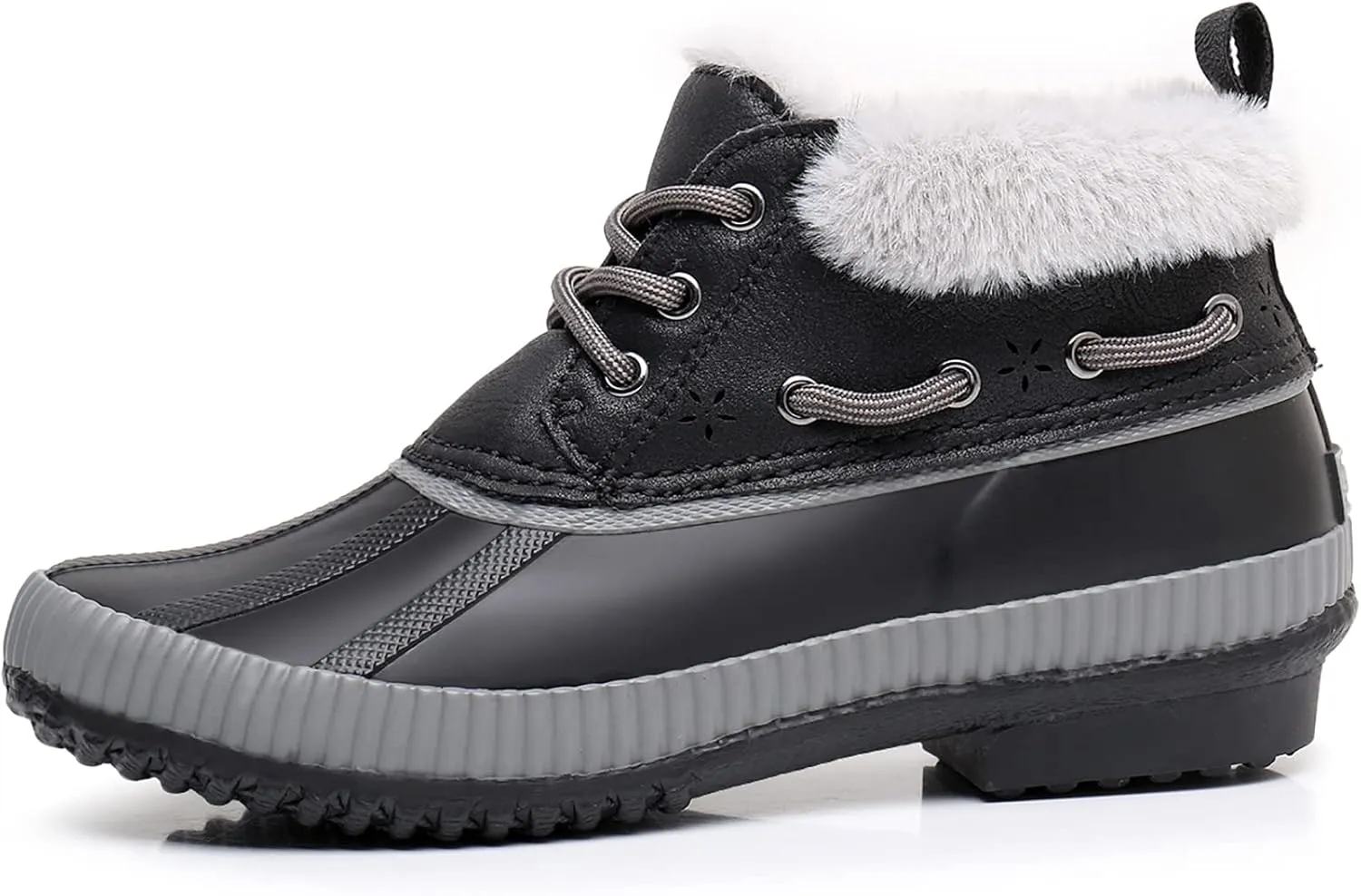 GAWBAW Womens Waterproof Winter Snow Boots - Warm Faux Fur Lined Lace up Duck Boots Ankle Rain Boots For Women