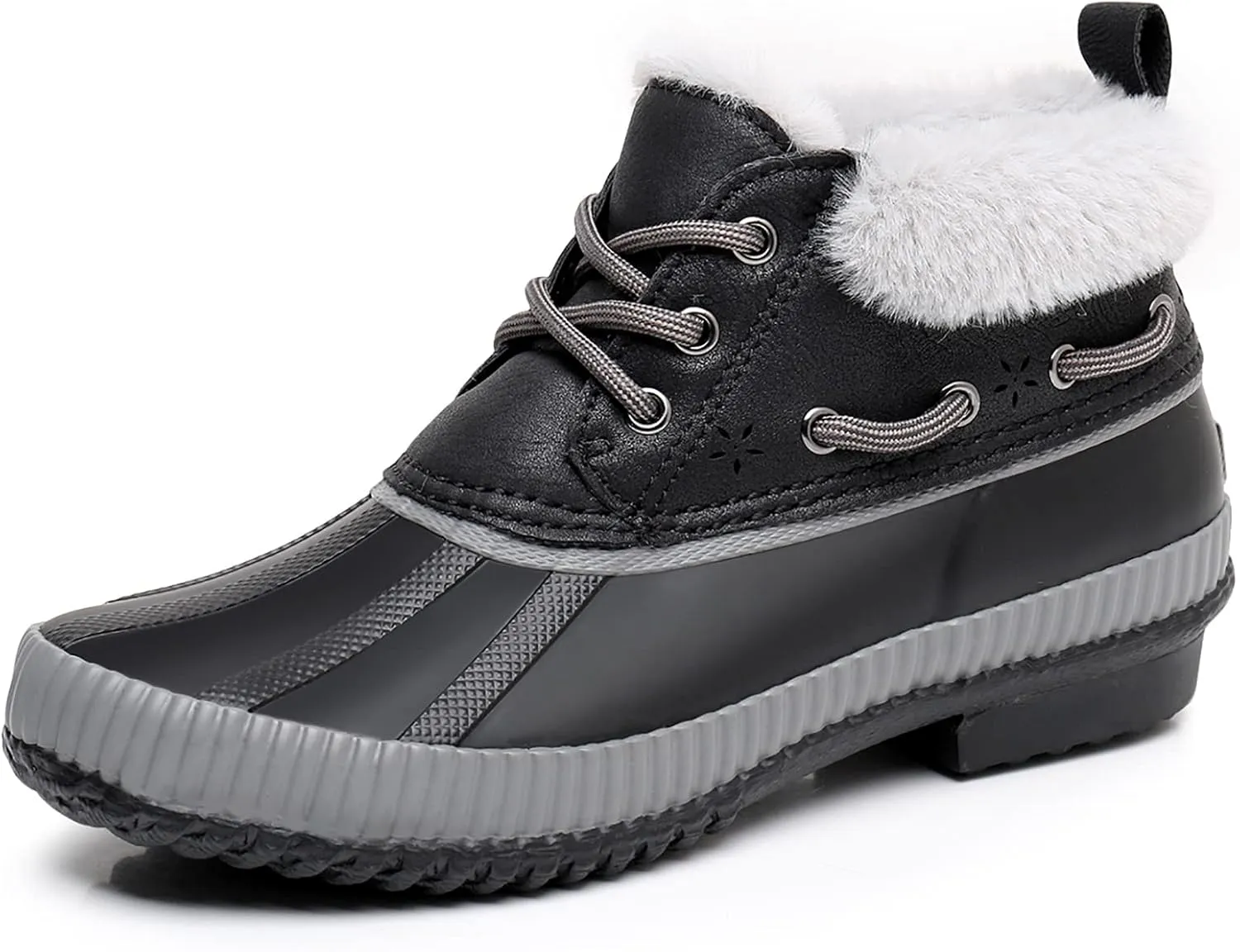 GAWBAW Womens Waterproof Winter Snow Boots - Warm Faux Fur Lined Lace up Duck Boots Ankle Rain Boots For Women