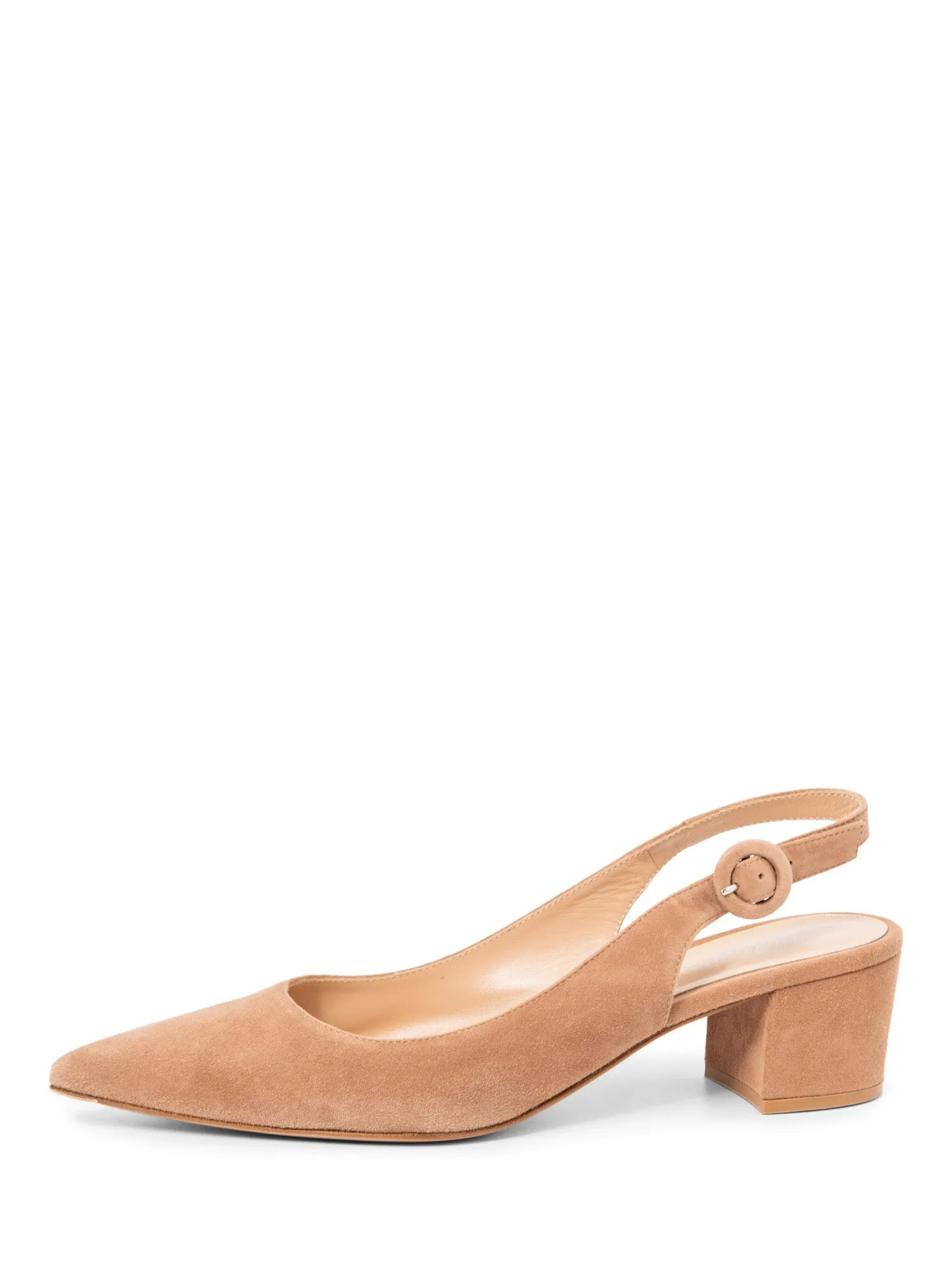 Gianvito Rossi Suede Slingback Pointy Toe Heels Taupe