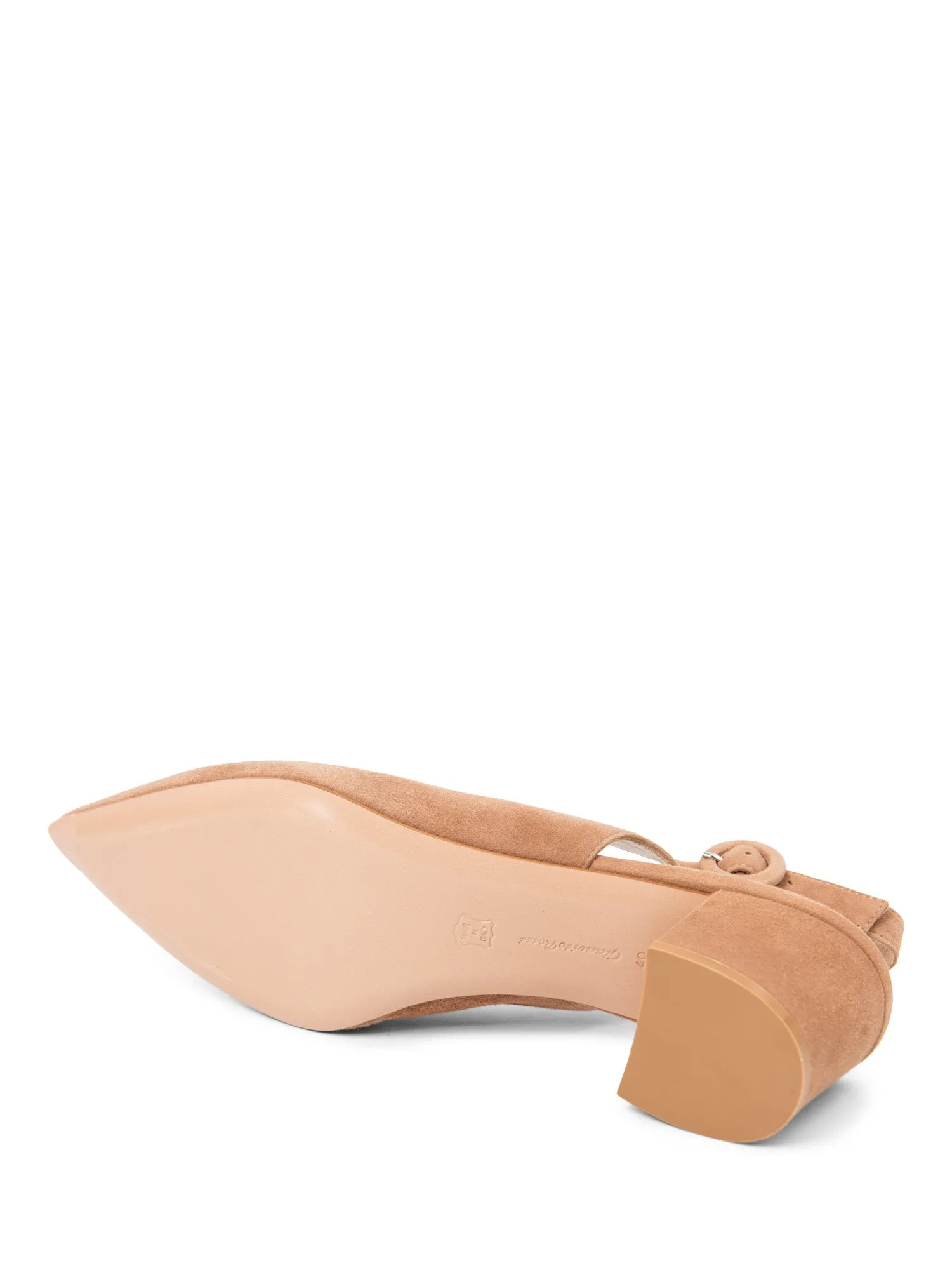 Gianvito Rossi Suede Slingback Pointy Toe Heels Taupe