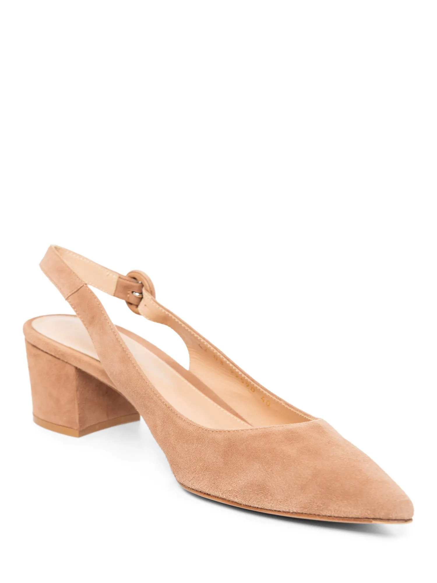 Gianvito Rossi Suede Slingback Pointy Toe Heels Taupe