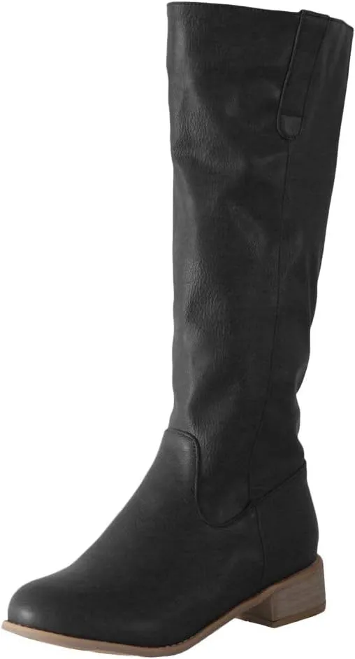 Gibobby Winter Boots for Women,Women's Knee Length Boots Retro Combat Knight Boots Closed Toe Motorcycle Low Heel Outdoor Waterproof Western Shoes