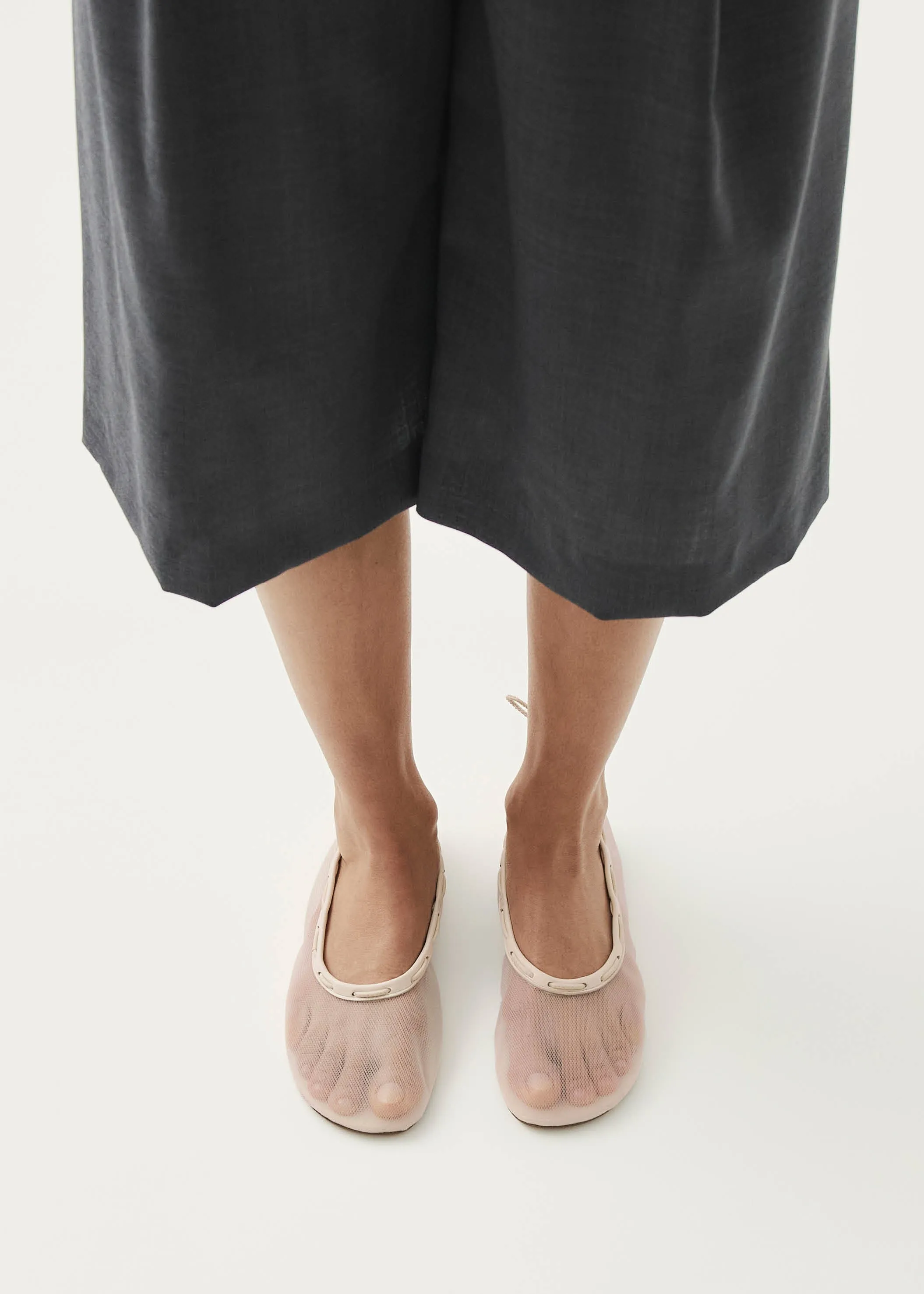 Gill Mesh White Ballet Flats