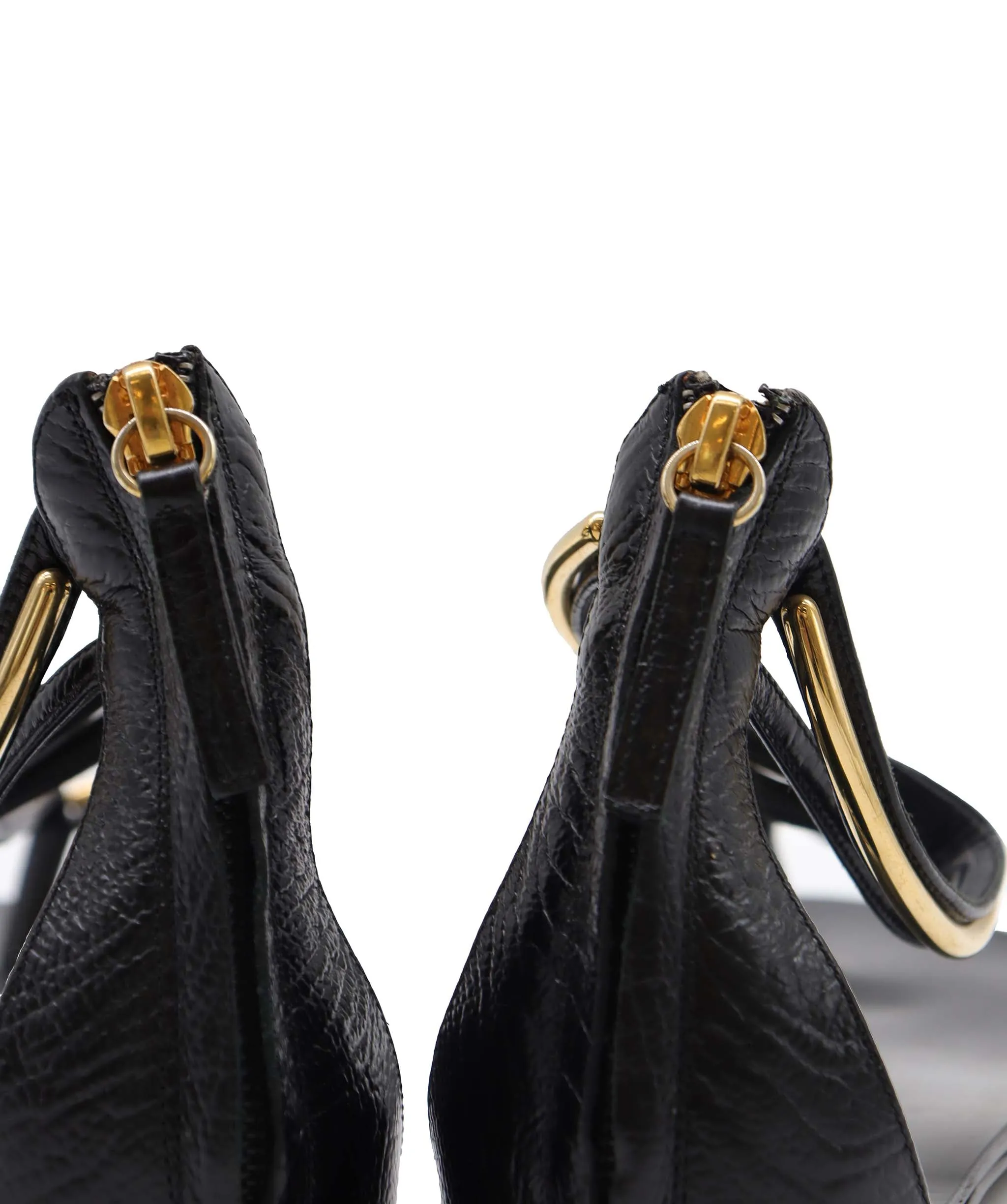 Giuseppe Zanotti Black & Gold Gladiator Sandals Size 38.5 AGC2052