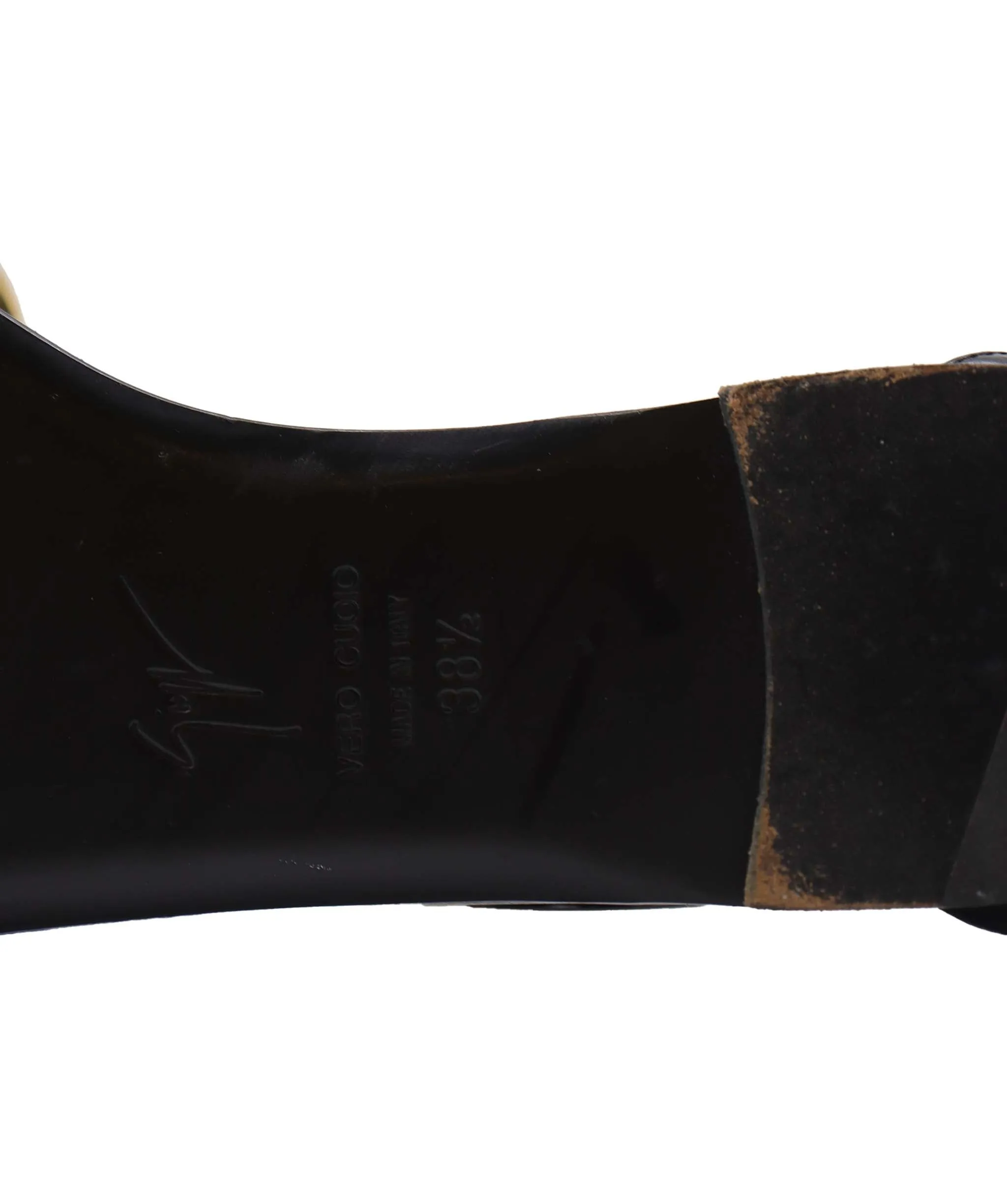 Giuseppe Zanotti Black & Gold Gladiator Sandals Size 38.5 AGC2052