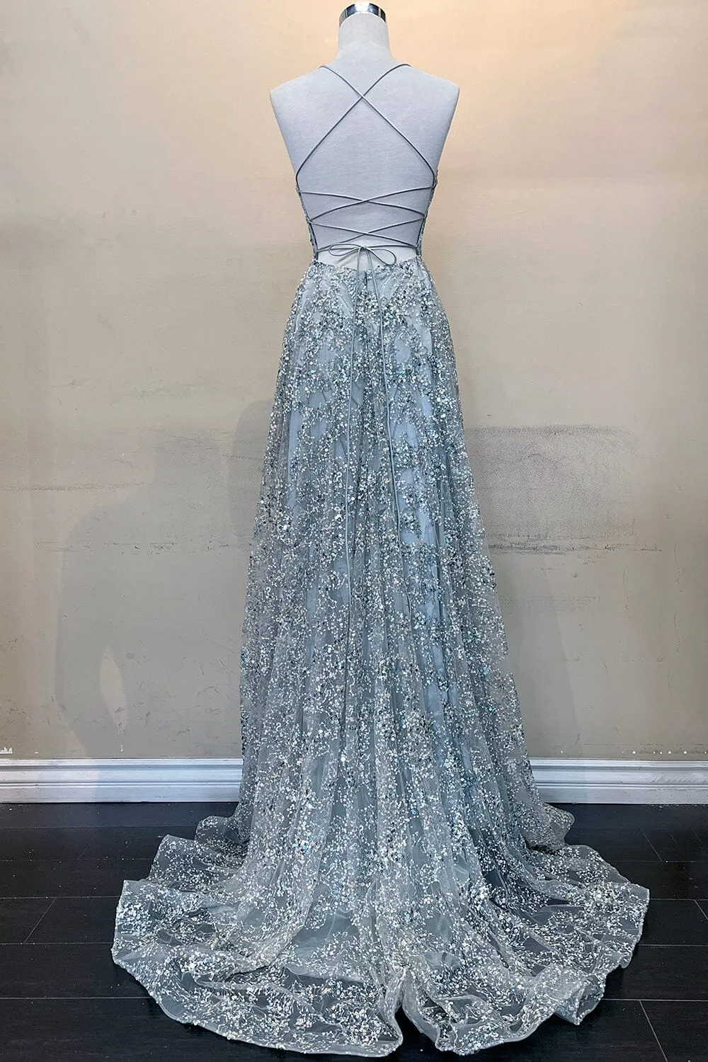 Glitter Print Sleeveless Slit Gown by Amelia Couture BZ017