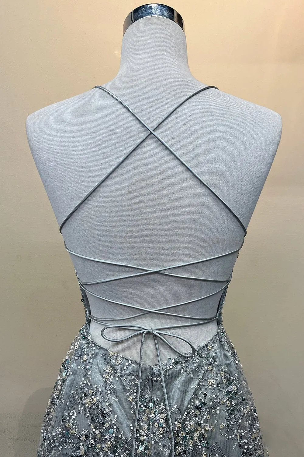 Glitter Print Sleeveless Slit Gown by Amelia Couture BZ017