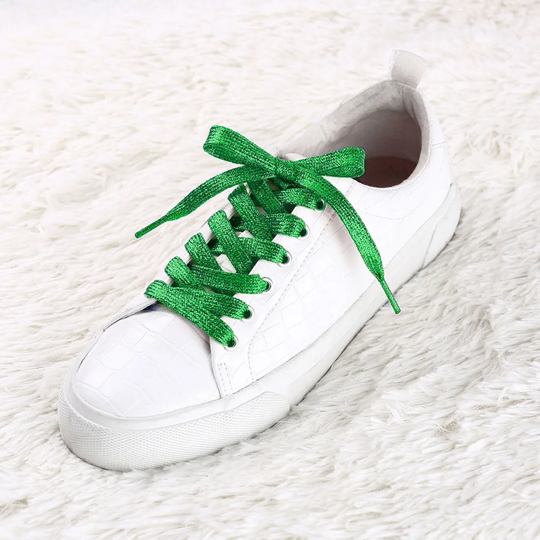 Glitter Shiny Metallic  Flat Sneakers Shoelace Strings