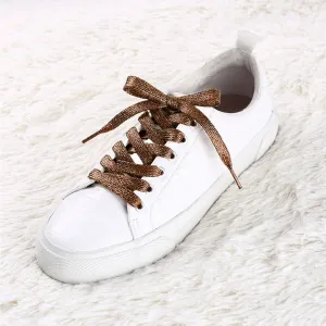Glitter Shiny Metallic  Flat Sneakers Shoelace Strings