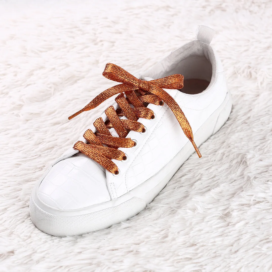 Glitter Shiny Metallic  Flat Sneakers Shoelace Strings
