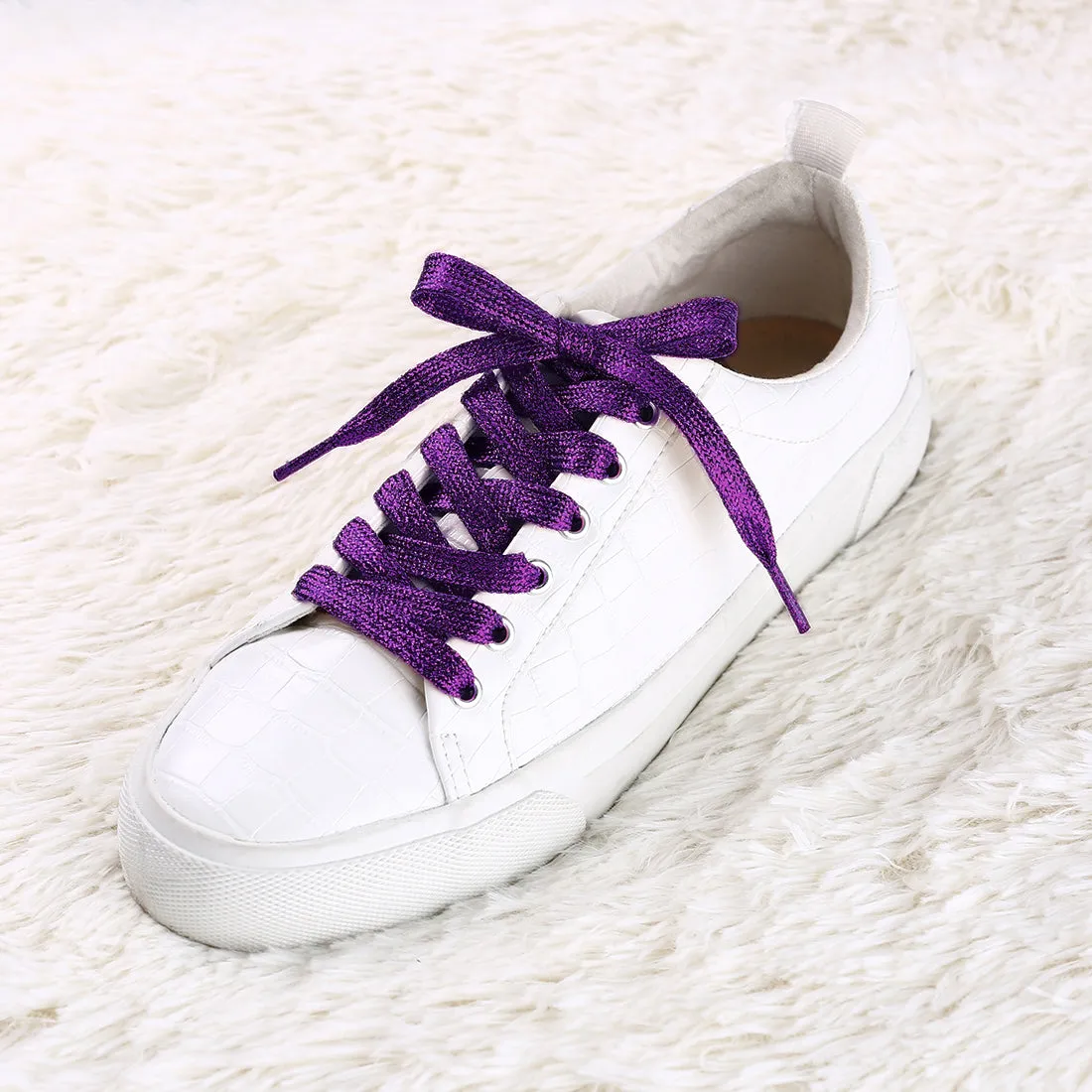 Glitter Shiny Metallic  Flat Sneakers Shoelace Strings
