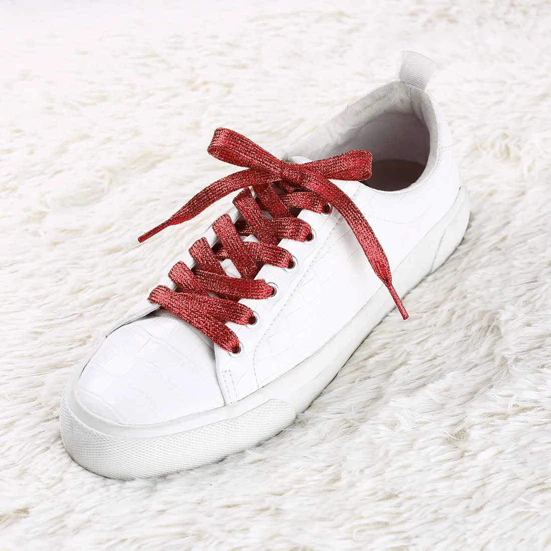 Glitter Shiny Metallic  Flat Sneakers Shoelace Strings