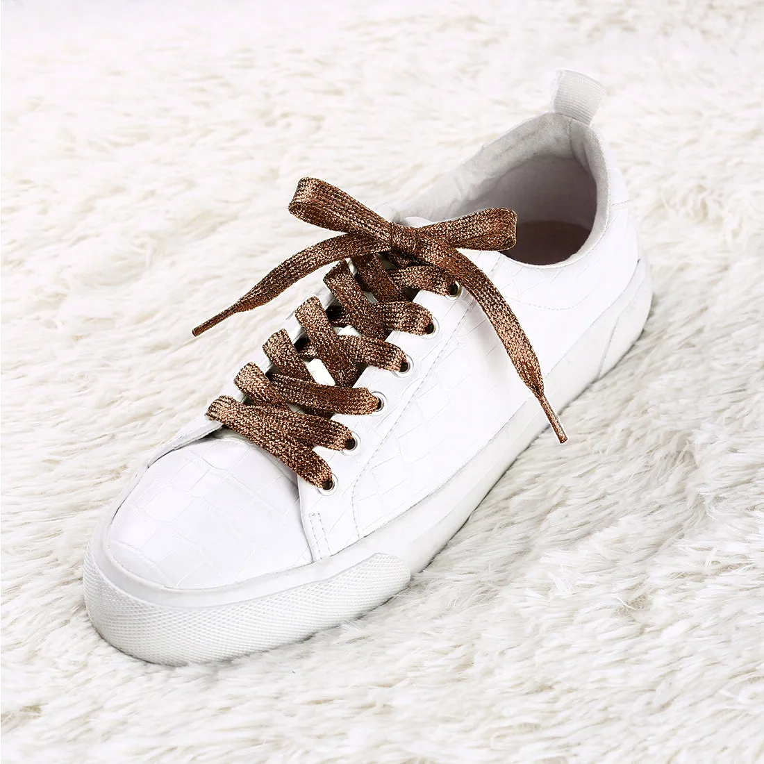 Glitter Shiny Metallic  Flat Sneakers Shoelace Strings