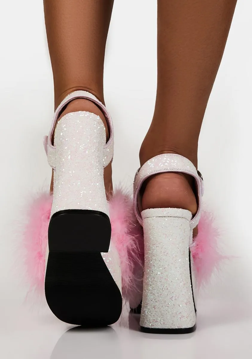 Glitzy Blushin' N' Crushin' Marabou Heels