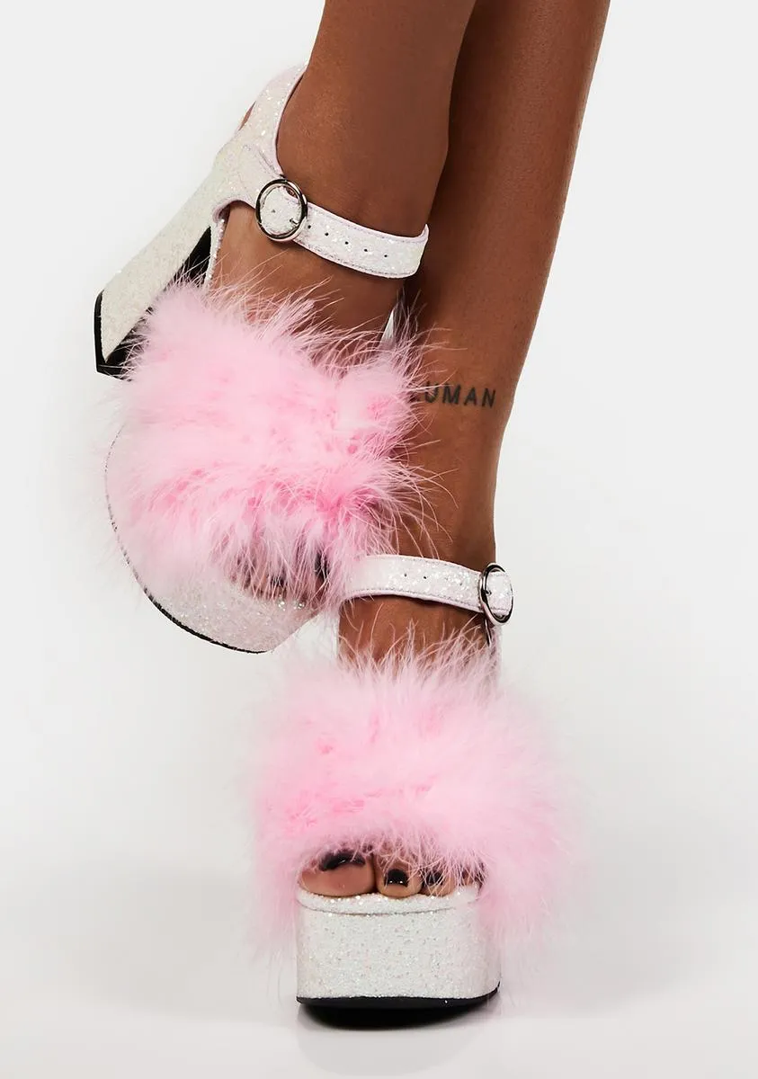 Glitzy Blushin' N' Crushin' Marabou Heels