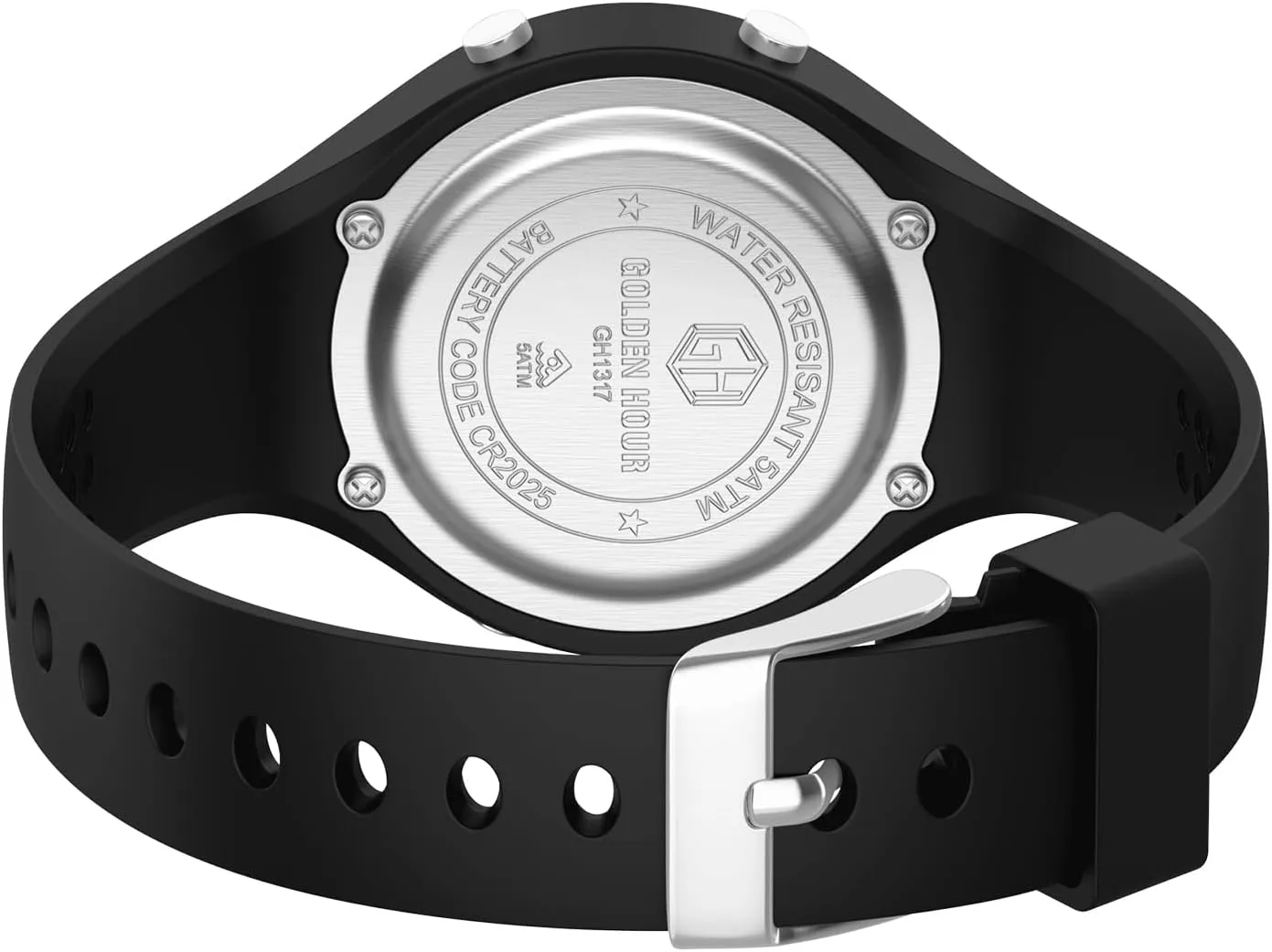 GOLDEN HOUR Waterproof Sport Women's Digital Chronograph Silicone Strap Watch