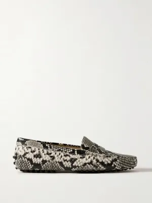 Gommino snake-effect leather loafers