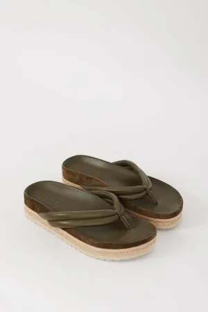 Green & Beige Leather Espadrille Sandal