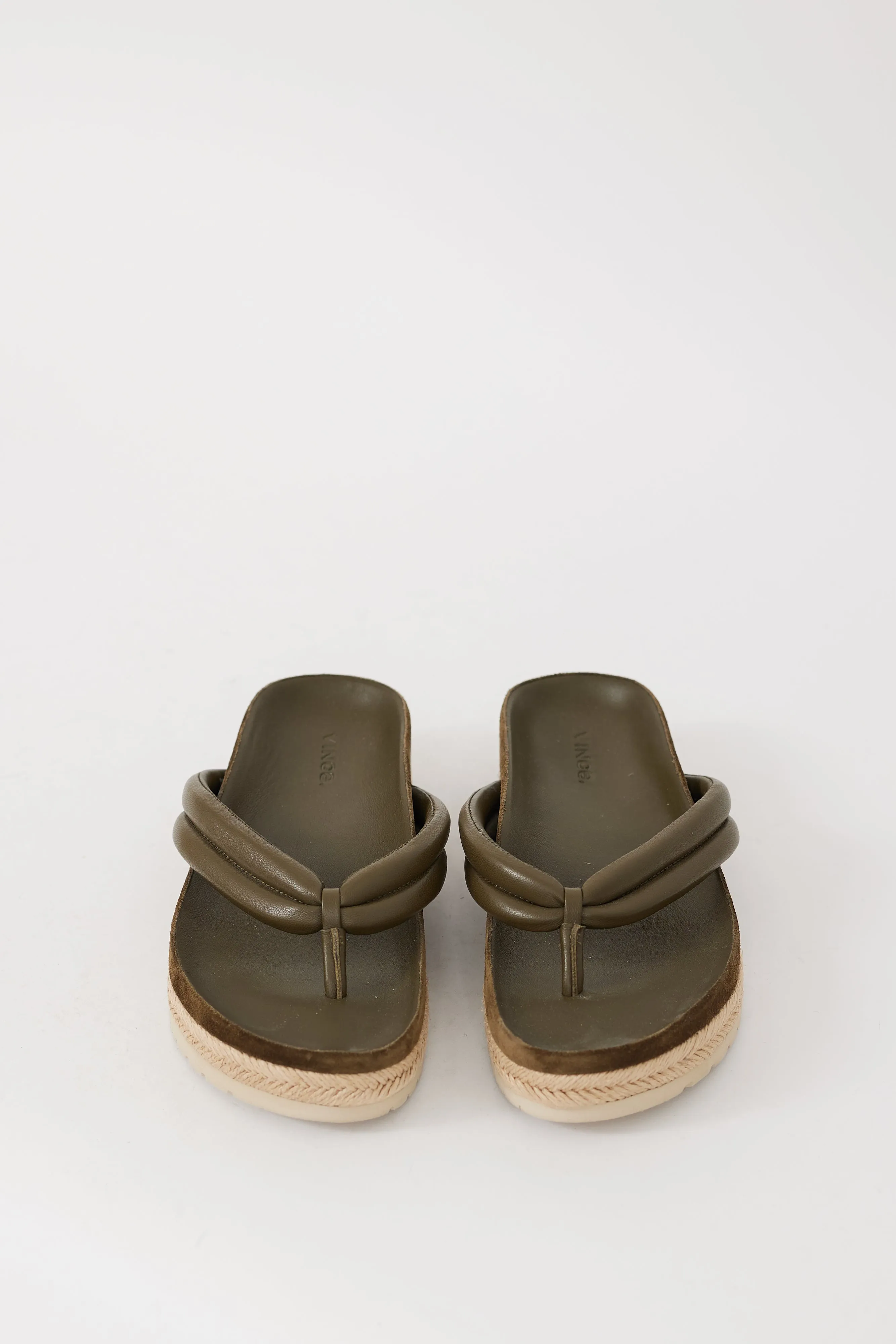 Green & Beige Leather Espadrille Sandal