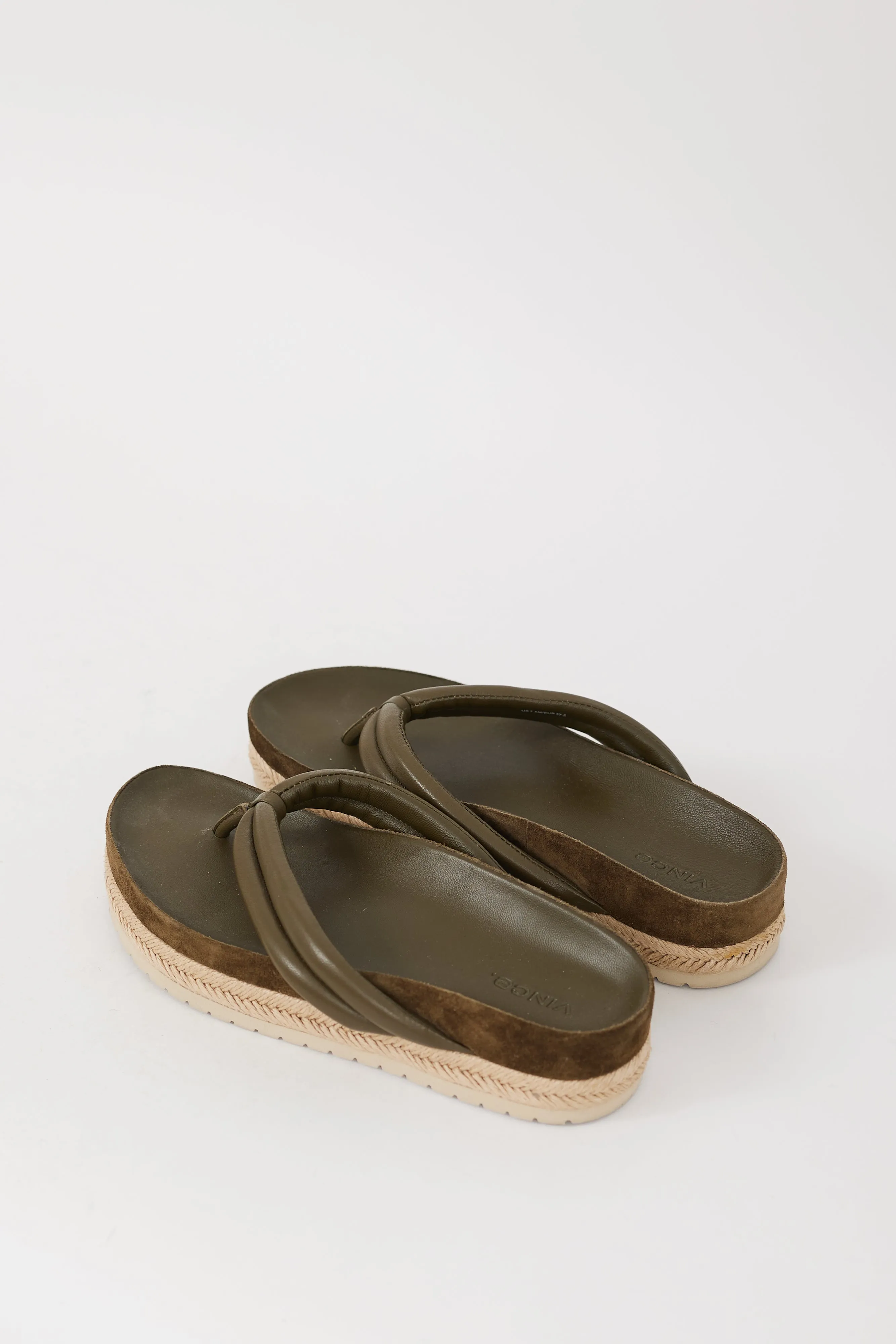 Green & Beige Leather Espadrille Sandal