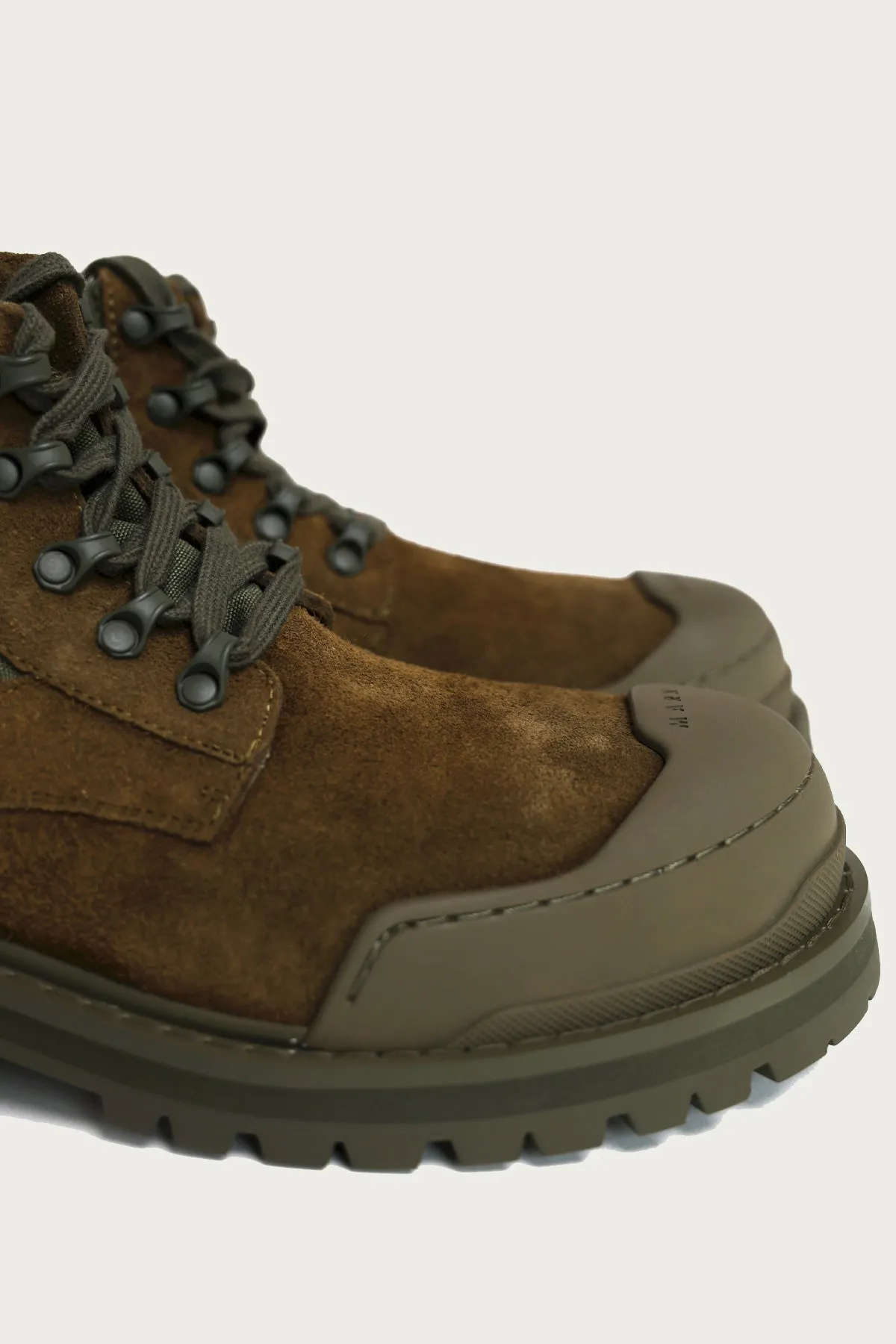 Green Suede Combat Boot - Brown/Green